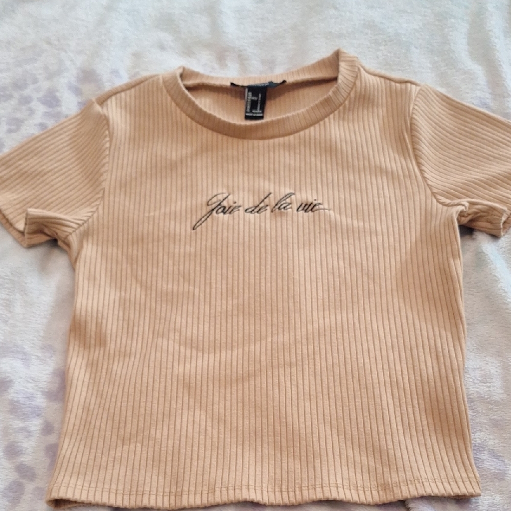 Forever 21 Tan Ribbed Kids Tee